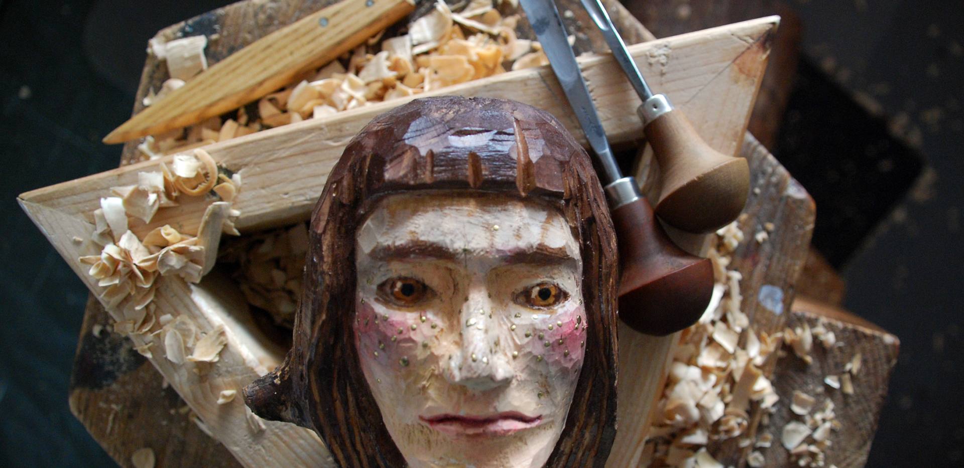 Bemalter Handpuppenkopf