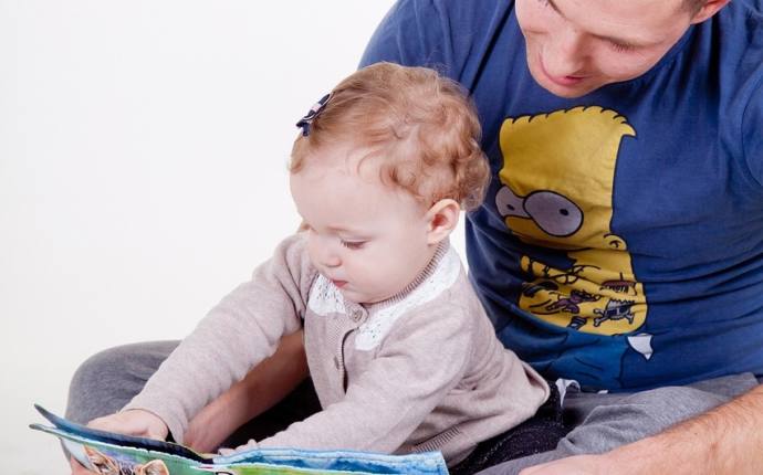 Vater liest Tochter vor Vater liest Tochter vor