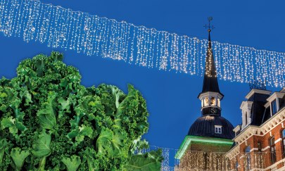 Gröönkohl-Tied am Lappan Grünkohl vor dem Lappan und Weihnachtsbeleuchtung in Oldenburg