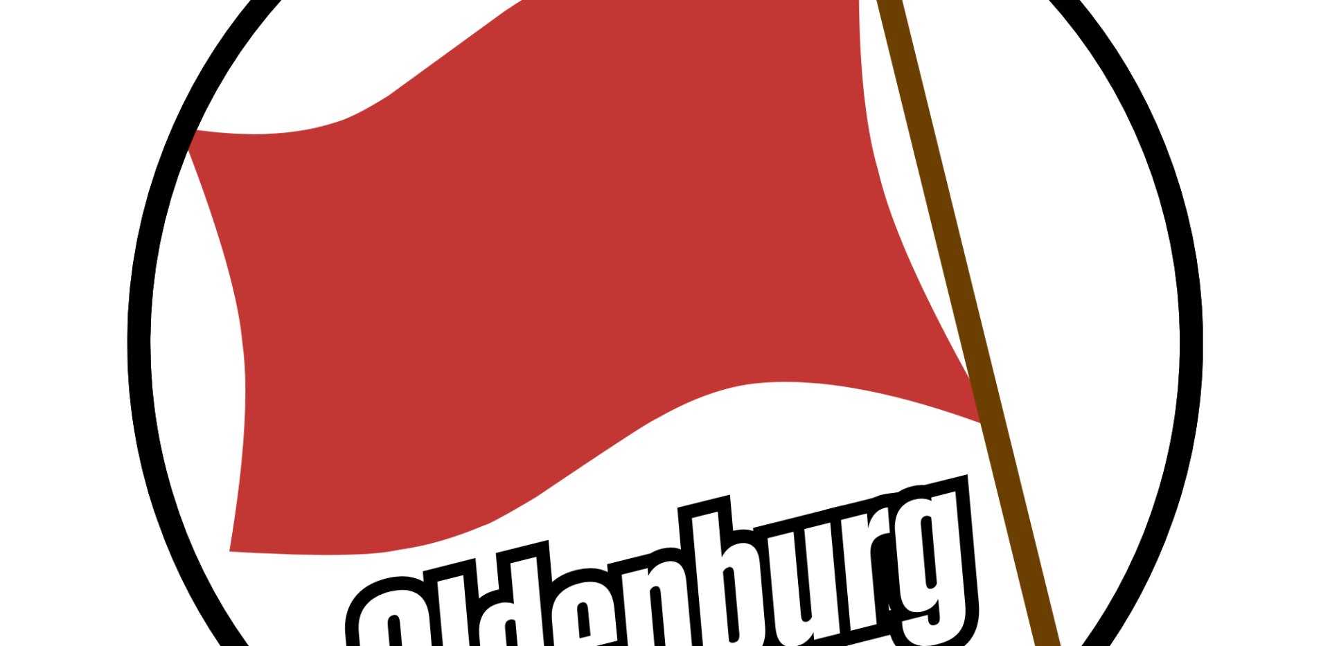 Eine rote Fahne mit dem Schriftzug: "Oldenburg"
