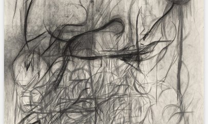 Peppi Bottrop, Lepidodendren, 2019
Kohle, Graphit und Acryl auf Leinwand, 230 x 165 cm
