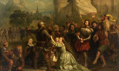 Gemälde „Szene aus dem Bauernkrieg Weinsberg“.