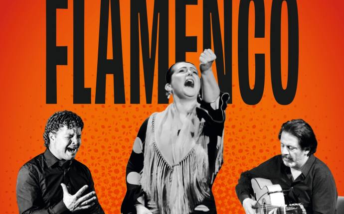 Das Plakat zur Flamenco-Werkschau "Sendaciones" zeigt (von links) Javie Castrillon (Gesang), Flavie Cardona (Tanz), Gilberto Torres (Gitarre). Fotos: privat