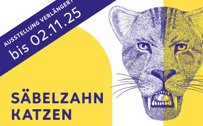 Keyvisual zur Sonderausstellung "Säbelzahnkatzen". Keyvisual zur Sonderausstellung "Säbelzahnkatzen".