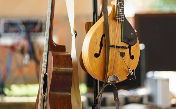 Eine Akustikgitarre und eine Mandoline