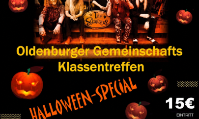 Das Oldenburger Gemeinschafts-Klassentreffen feiert Halloween! Mit Live-Musik von The Stingrays lädt der GVO Treff zum Wiedersehen, Tanzen und gemeinsamen Feiern ein. Das Oldenburger Gemeinschafts-Klassentreffen feiert Halloween! Mit Live-Musik von The Stingrays lädt der GVO Treff zum Wiedersehen, Tanzen und gemeinsamen Feiern ein.