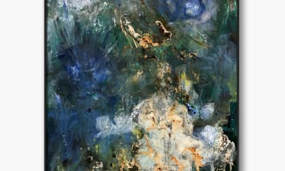 Jana Bornemann, "Vielen Dank für die Blumen", Acryl auf Stahlplatte, 70 x 50 cm