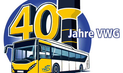 Veranstaltungslogo Zeigt die Komponenten der VWG - Wasserturm, Bus und 40 Jahre Veranstaltungslogo Zeigt die Komponenten der VWG - Wasserturm, Bus und 40 Jahre