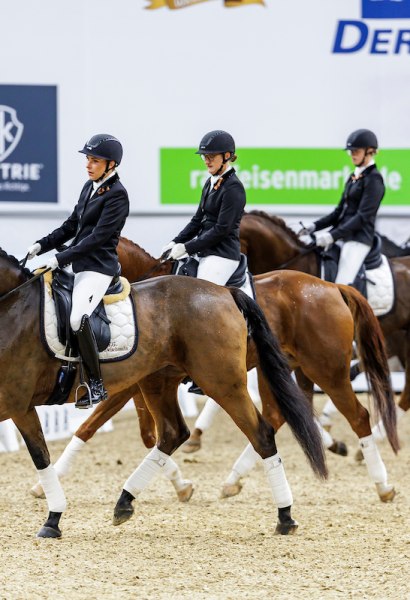 Hochklassiger Dressursport beim AGRAVIS‑Cup Oldenburg:
Auch die Dressur zählt zu den großen Highlights in der EWE Arena Oldenburg. Besonders die Mannschaft des TG Bad Zwischenahn überzeugte im vergangenen Jahr mit starken Leistungen und zählt zu den Favoriten in diesem Jahr. Ein weiterer Höhepunkt ist das Finale Nord der renommierten Serie „DERBY Stars von Morgen“, in der sich vielversprechende Nachwuchstalente präsentieren. Die Kombination aus ambitionierter Nachwuchsförderung und hochklassigem Spitzensport macht den AGRAVIS‑Cup Oldenburg zu einem besonderen Erlebnis für den Dressursport. Hochklassiger Dressursport beim AGRAVIS‑Cup Oldenburg:
Auch die Dressur zählt zu den großen Highlights in der EWE Arena Oldenburg. Besonders die Mannschaft des TG Bad Zwischenahn überzeugte im vergangenen Jahr mit starken Leistungen und zählt zu den Favoriten in diesem Jahr. Ein weiterer Höhepunkt ist das Finale Nord der renommierten Serie „DERBY Stars von Morgen“, in der sich vielversprechende Nachwuchstalente präsentieren. Die Kombination aus ambitionierter Nachwuchsförderung und hochklassigem Spitzensport macht den AGRAVIS‑Cup Oldenburg zu einem besonderen Erlebnis für den Dressursport.
