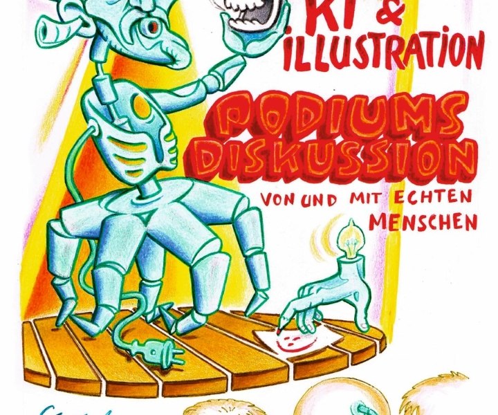 Plakat Diskussion „Strich oder Algorithmus? – Illustration im Zeitalter der KI“ Plakat Diskussion „Strich oder Algorithmus? – Illustration im Zeitalter der KI“