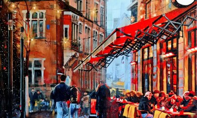 Man sieht eine Malerei der Oldenburger Innenstadt. Man sieht eine Malerei der Oldenburger Innenstadt.