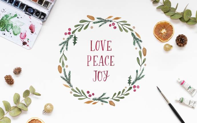Weihnachtliche Aquarell-Lettering-Kombination
