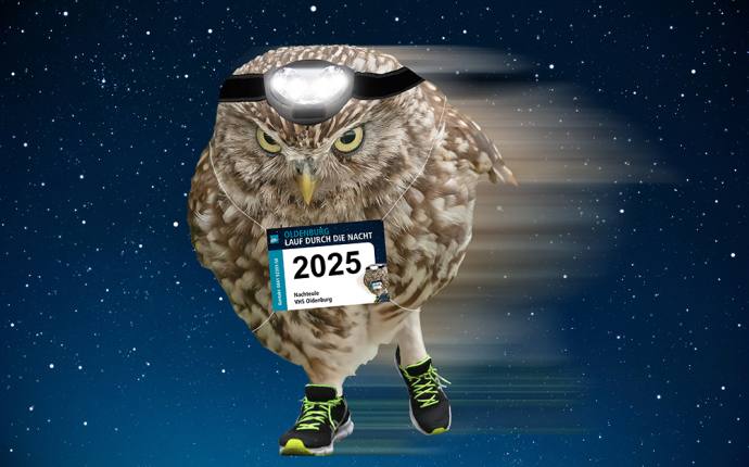 Eine Eule im Laufdress. Eine Eule im Laufdress.