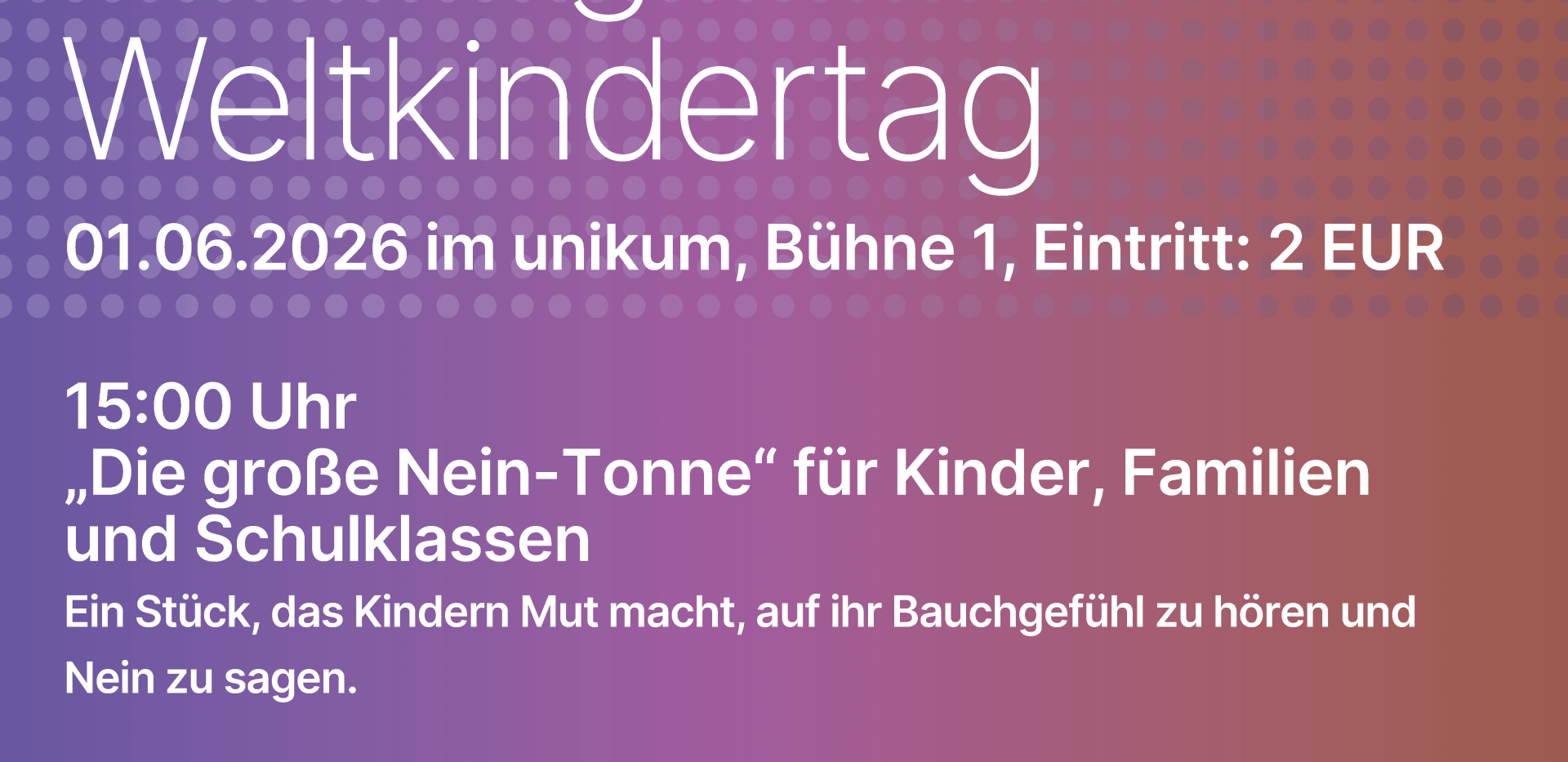 Plakat zur Veranstaltung am 01.06.2026